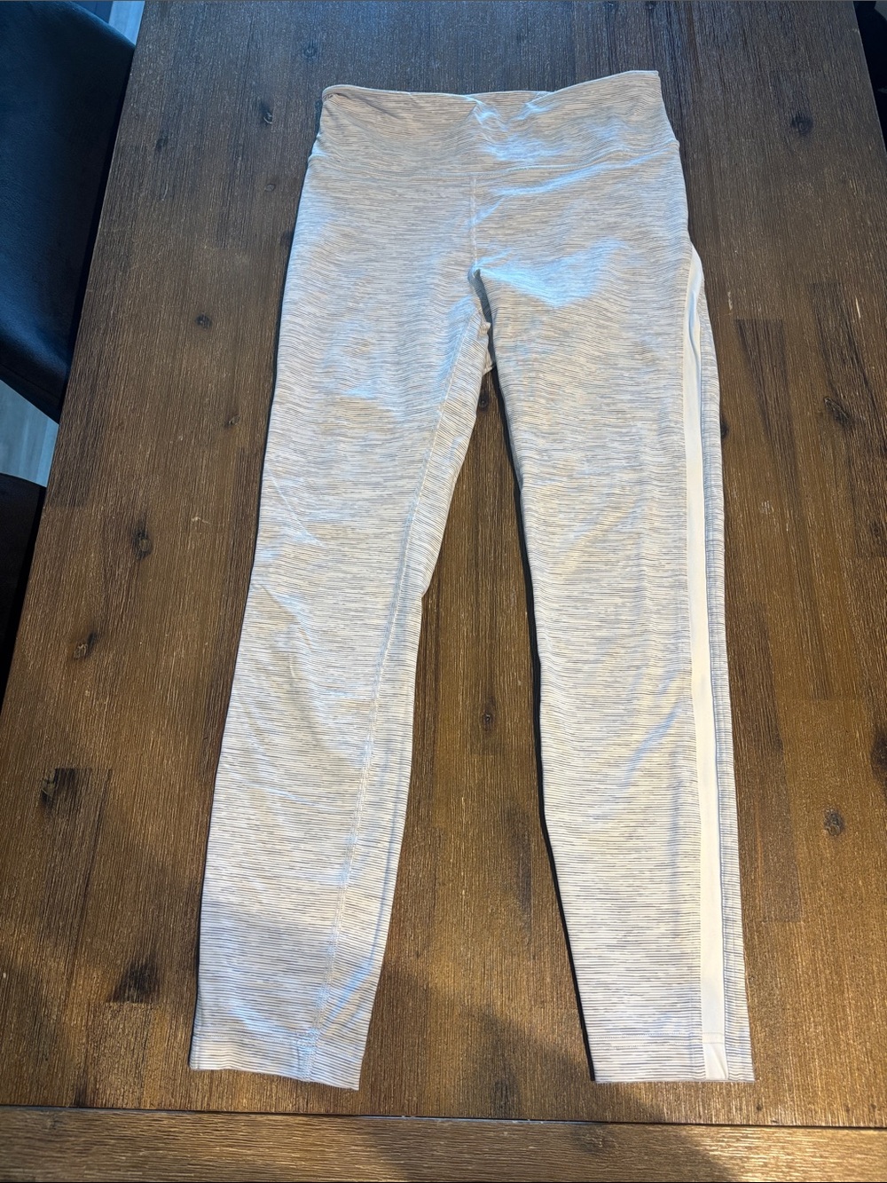lululemon athletica Heather Gray Leggings with White Side Stripe